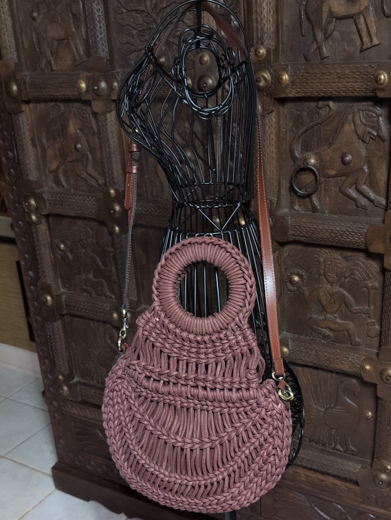 Patricia Nash Ticci Cotton Braided Crossbody Bag Dusty Rose | Nwot